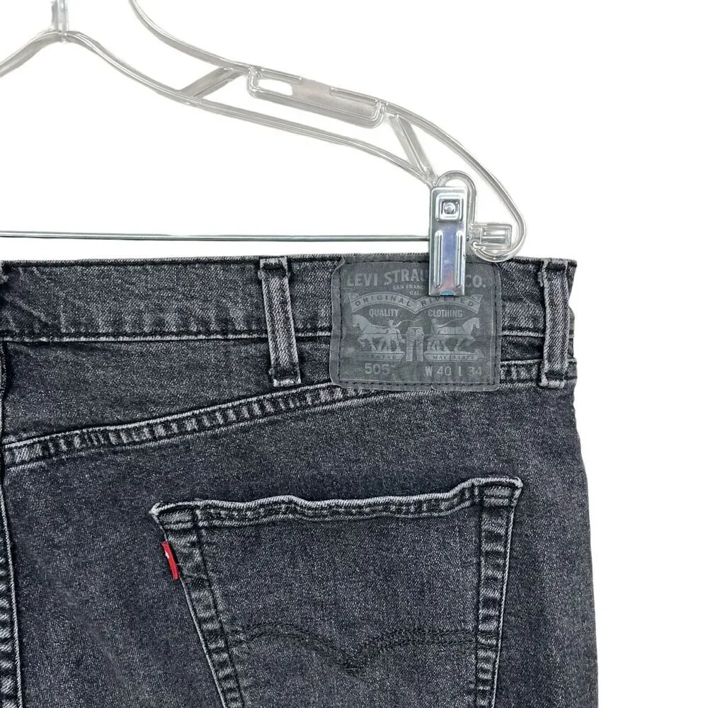 Levi's Mens 505 Jeans Straight Stretch 5 Pocket Zip Fly Charcoal Black Size W40*